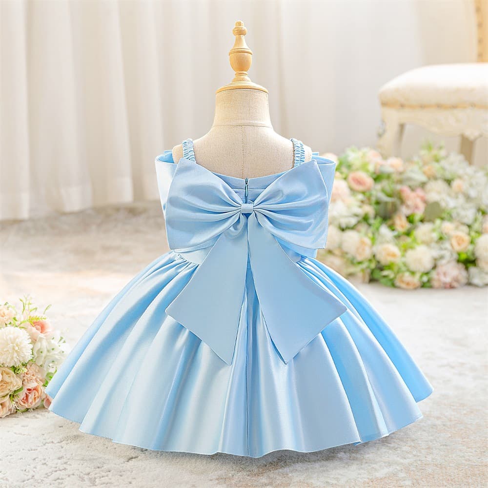 European and American Baby Princess Dress, Toddler Strapless Butterfly Wedding Gown for Girls, First Birthday, Baptism Ceremony Outfit