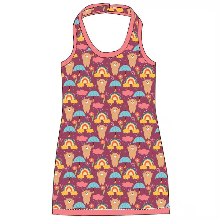 Cross-border wholesale custom summer girl's halter neck dress with digital printing process