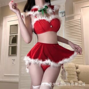 Big Girl Style Lingerie Plus Size Sexy Fluffy Christmas Costume Set Easy-Off Date Flirting Outfit