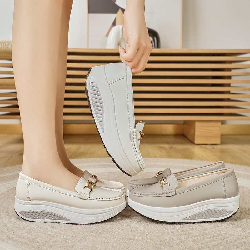 Cross-border New 2025 Spring New Metal Buckle Sports Casual Women's Shoes Thick Sole Platform Rocking Shoes