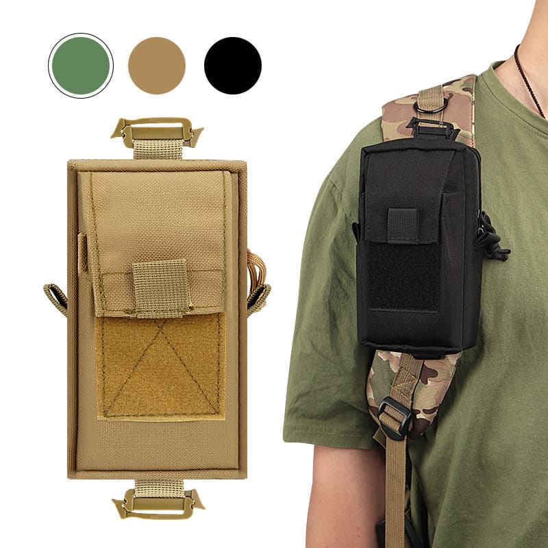 Tactical Shoulder Strap Attachment Pouch Multi-Function Outdoor Phone Pouch Waterproof Wear-Resistant Quick-Draw Storage Pouch