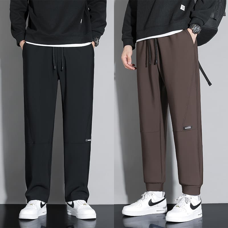 Plus Size Men's Winter Loose Straight Leg Casual Pants, Versatile Sweatpants, Loose Long Pants