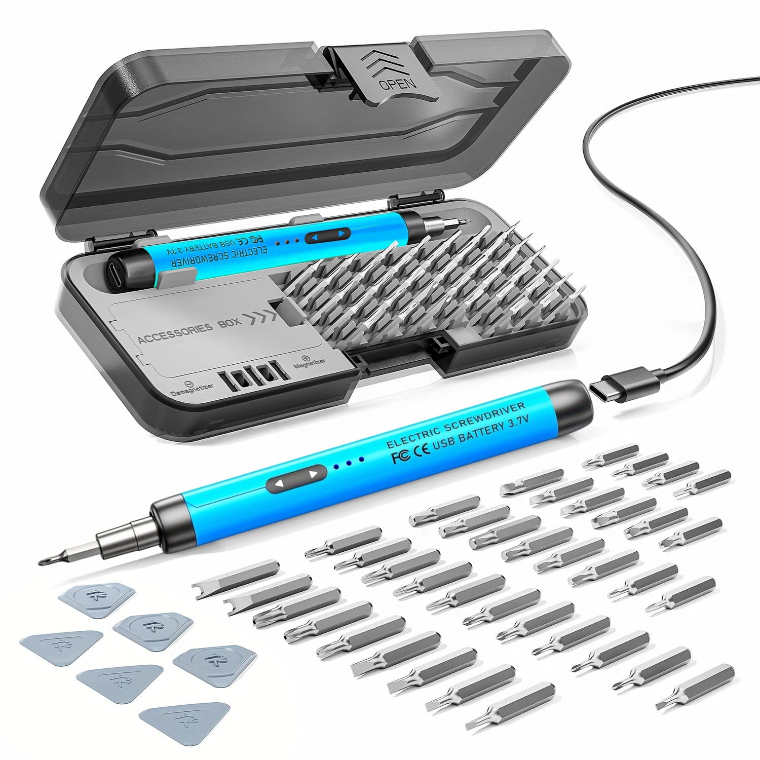 Electric Screwdriver Set Quiet Durable Rechargeable High Torque Multifunctional Portable Supports Use While Charging