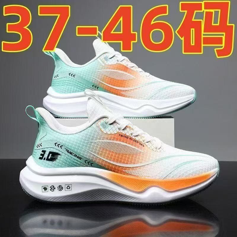 Trendy Large Size Men's Summer Mesh Running Shoes Athletic Breathable Cushioned Soft Sole Student Lightweight Running Shoes Wholesale