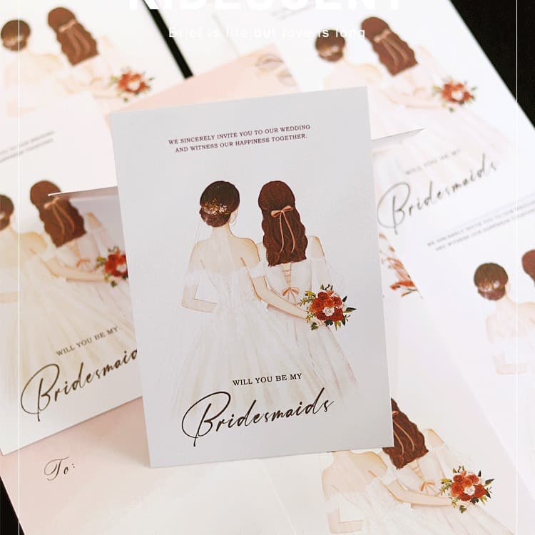 Hand-drawn Bridesmaid and Groomsman Thank You Card, Invitation Card, Best Friend and Brother Card, Wedding Speech Card, Tag, Greeting Card