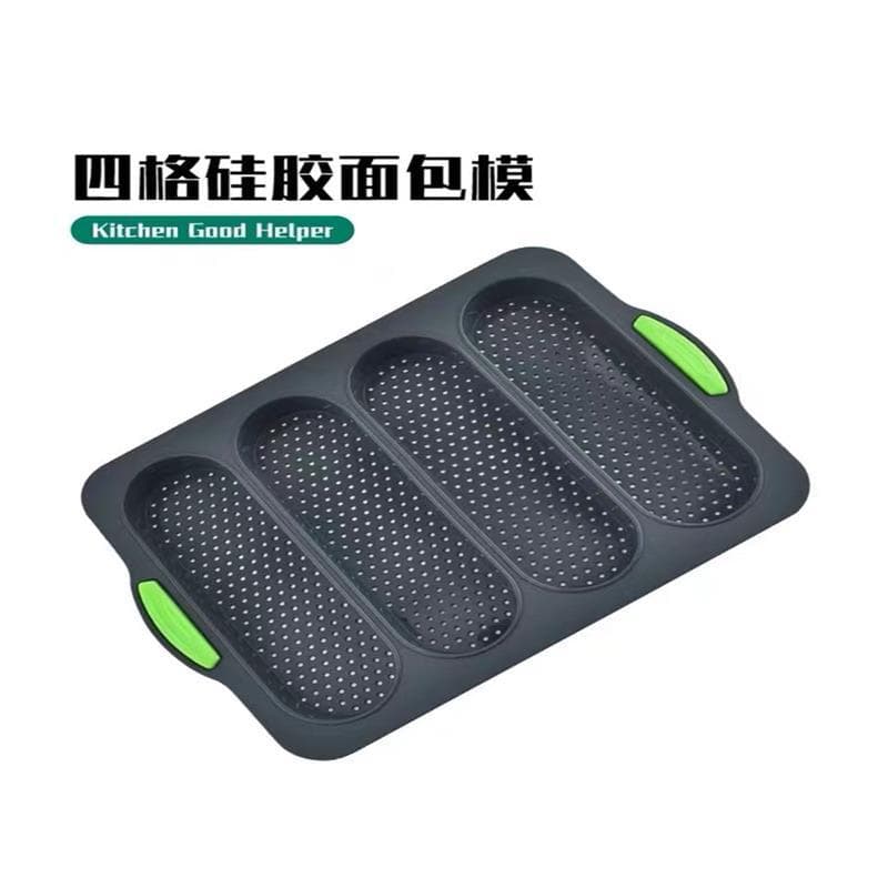 Food-grade four-slot high-temperature resistant silicone baguette mold, French hot dog hamburger toast baking pan, baking tool