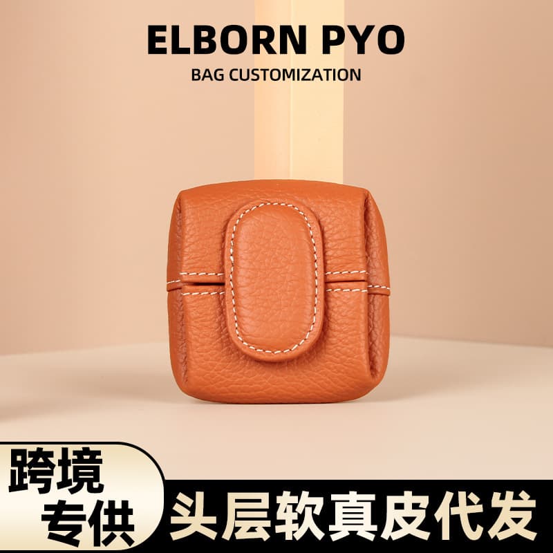 Genuine Leather Coin Purse Top Grain Cowhide Mini Small Wallet Key Organizer Cross-border Women's Compact Leather Purse