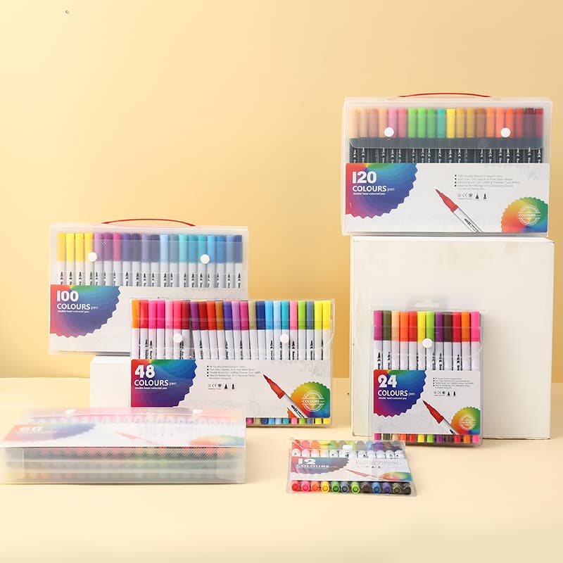 Watercolor Markers 12/24/36 Colors Water-soluble Soft-tip Pens Children's Doodle Painting Art Double-ended Watercolor Marker Set
