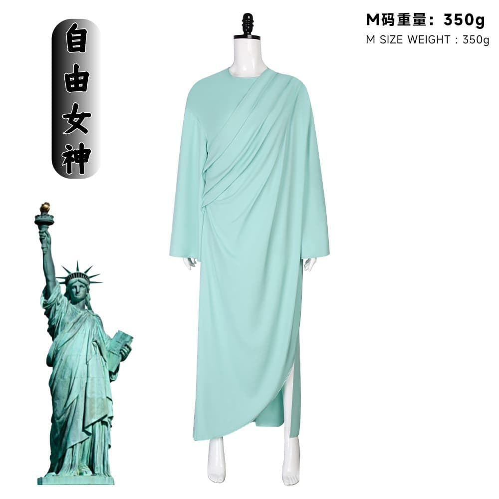 Statue of Liberty Cosplay Costume Holy Robe Halloween Ancient Roman Gown Independence Day Cosplay Set