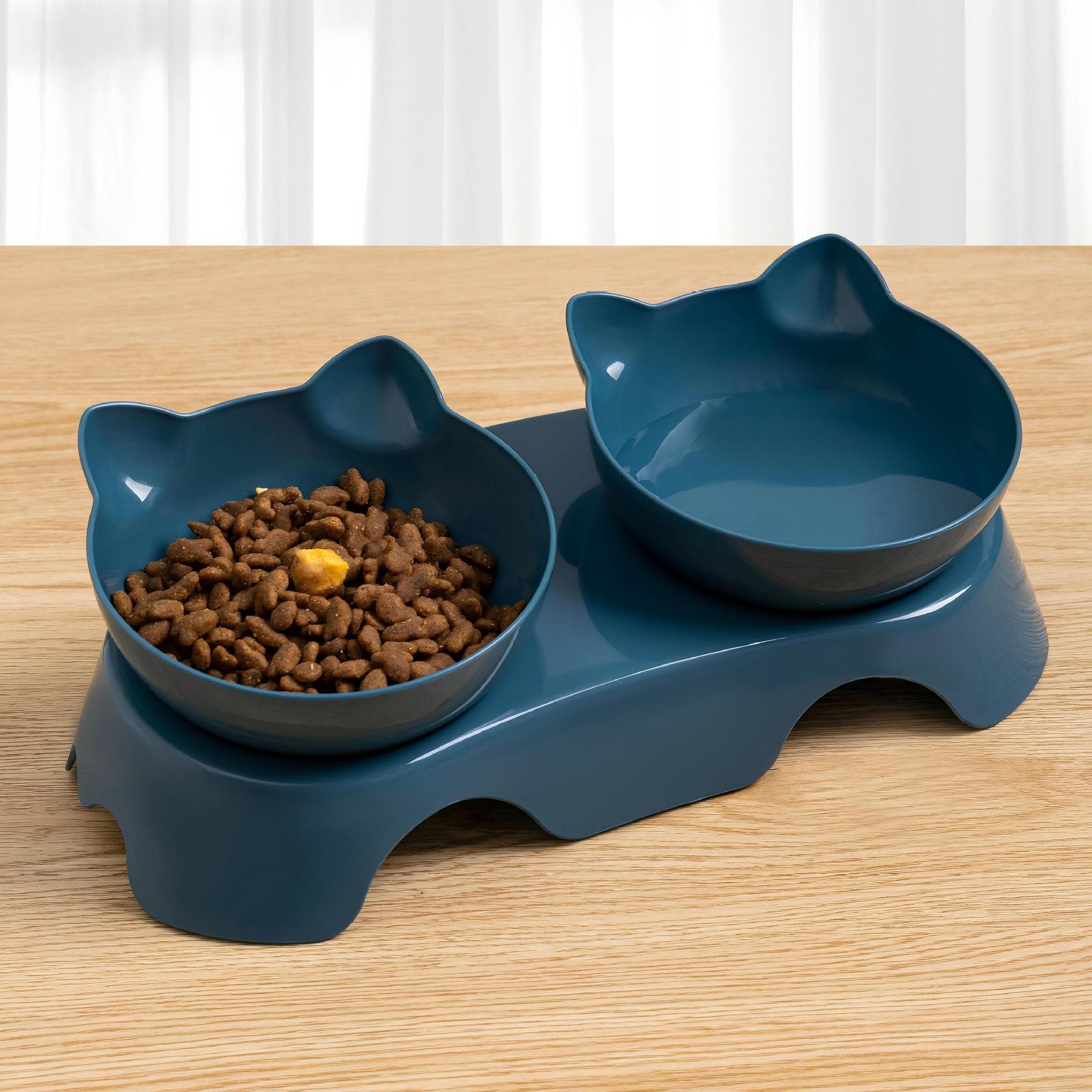 Cat Double Bowl Food Bowl Water Bowl Cat Food Bowl Stand Dog Bowl Dog Food Bowl Angled Spine-Friendly Cat Bowl Pet Supplies