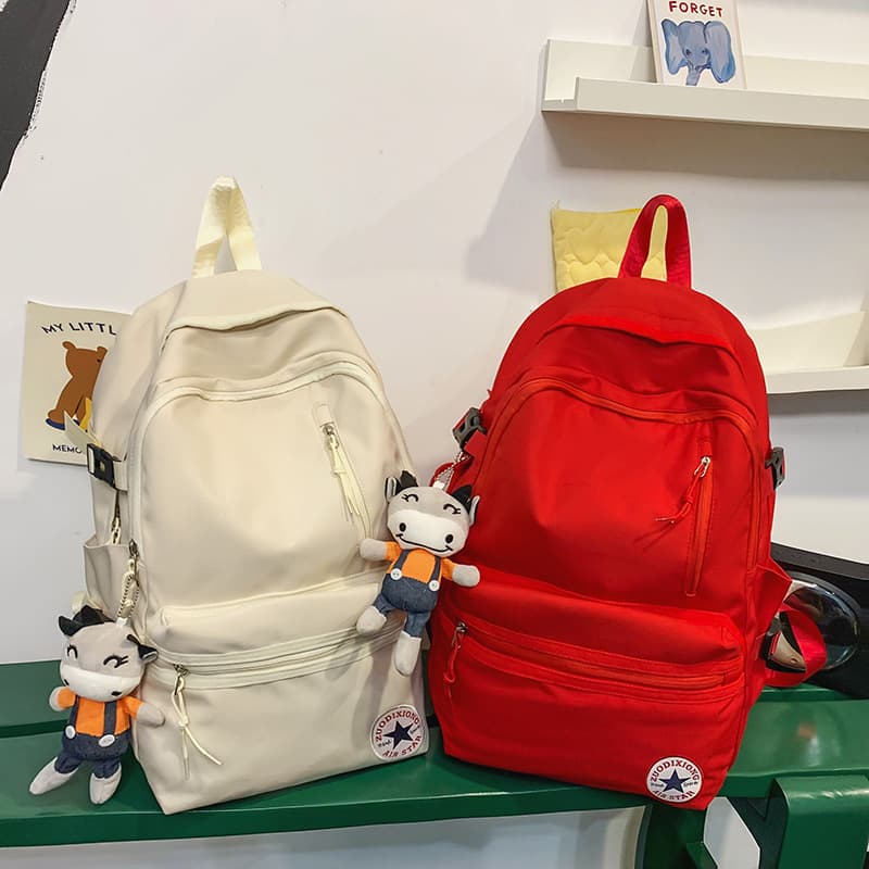 Solid color backpack for women, trendy, high-end, simple and versatile backpack, college student, Japanese ins, high school student school bag