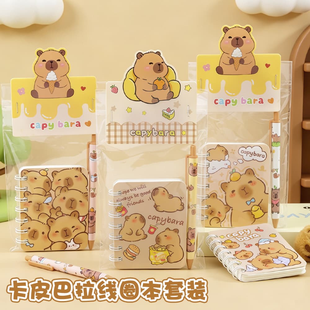 Capybara Pen and Notebook Stationery Set Student Creative Stationery Bookmark Back-to-School Learning Stationery Gift