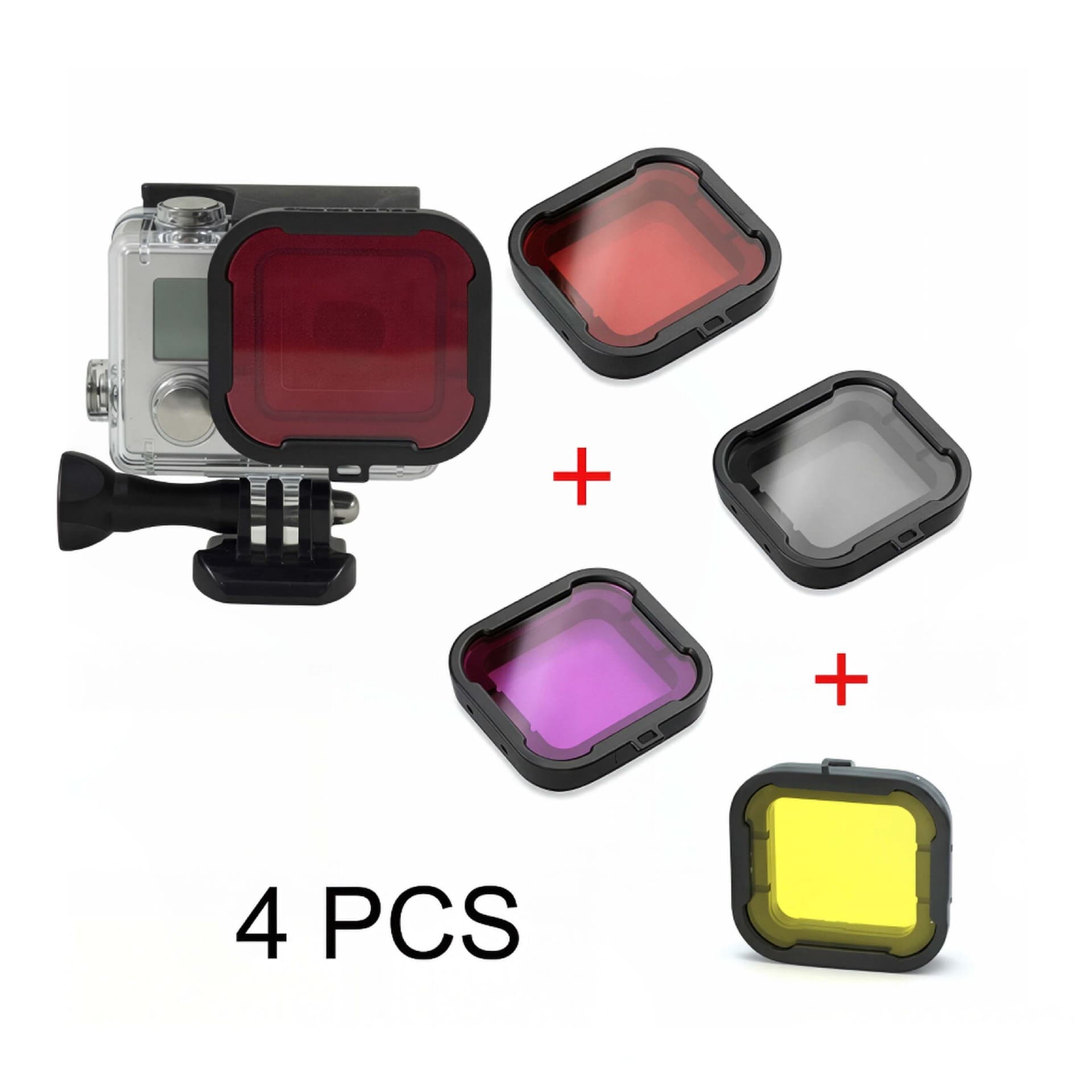 Compatible with GoPro Hero3+ Action Camera Diving Filter Color Filter Square Black Frame Kit Accessories
