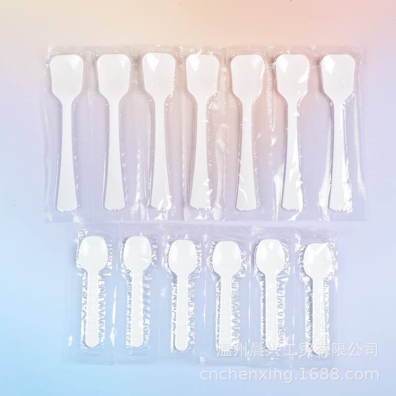 Disposable Ice Cream Spoon Yogurt Spoon Row Spoon Popsicle Spoon Dessert Spoon White Plastic Tasting Spoon Individually Wrapped