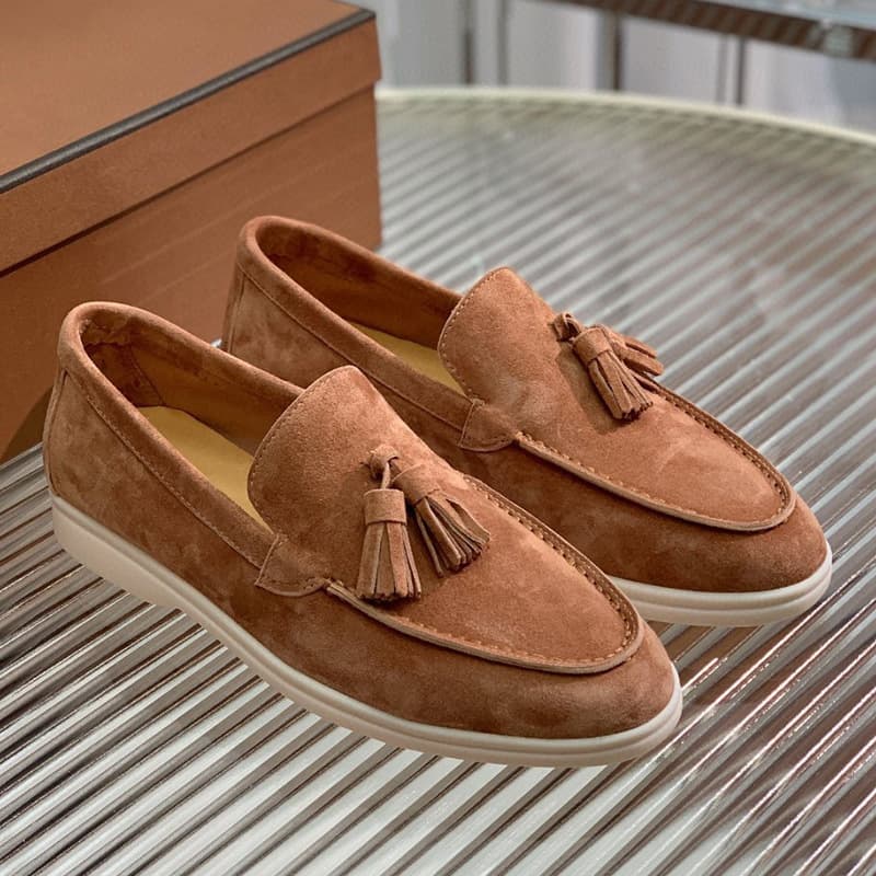 Autumn 2023 New Comfortable Suede Tassel Flat Loafers Women's Shallow Mouth Slip-on All-match Shoes