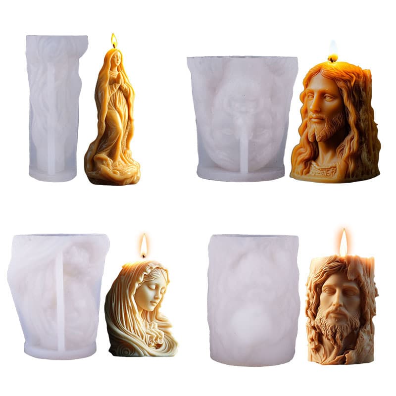 DIY Saint Series Scented Candle Silicone Mold - 3D Candle Portrait Relief Handmade Ornament Mold