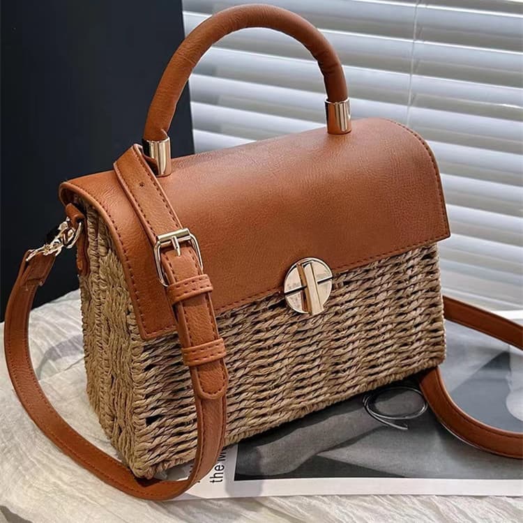 One piece drop-shipping straw bag for women 2023 new trendy popular Internet celebrity popular crossbody bag versatile small handheld square bag