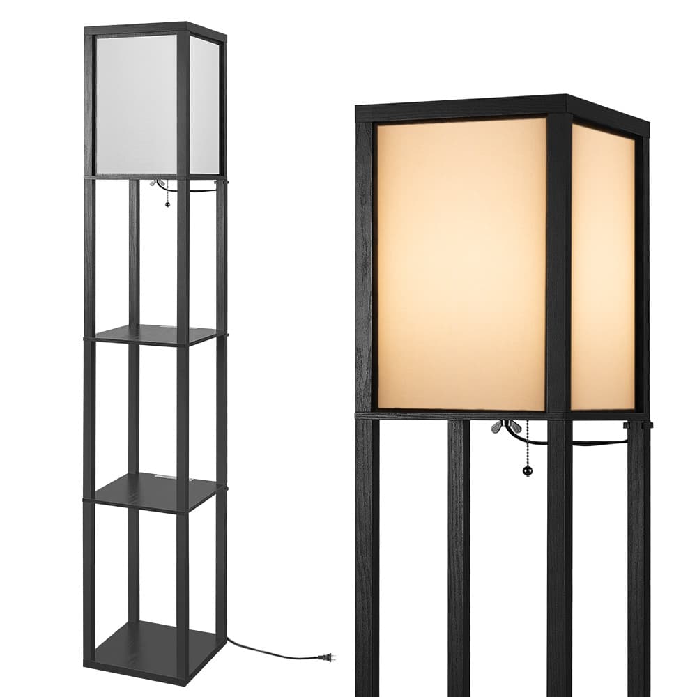 New Amazon Hot Seller Fabric Shade Floor Lamp with Storage Shelf for Bookshelf Item Placement