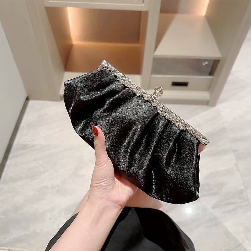 New Vintage Satin Evening Clutch Bag for Banquets, Matching Cheongsam Evening Dress Bag, Women's Bag