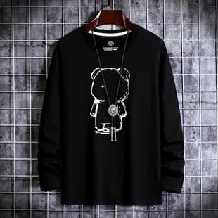 Spring and Autumn Men's Long Sleeve T-Shirt, Korean Style Round Neck Undershirt, Casual Top
