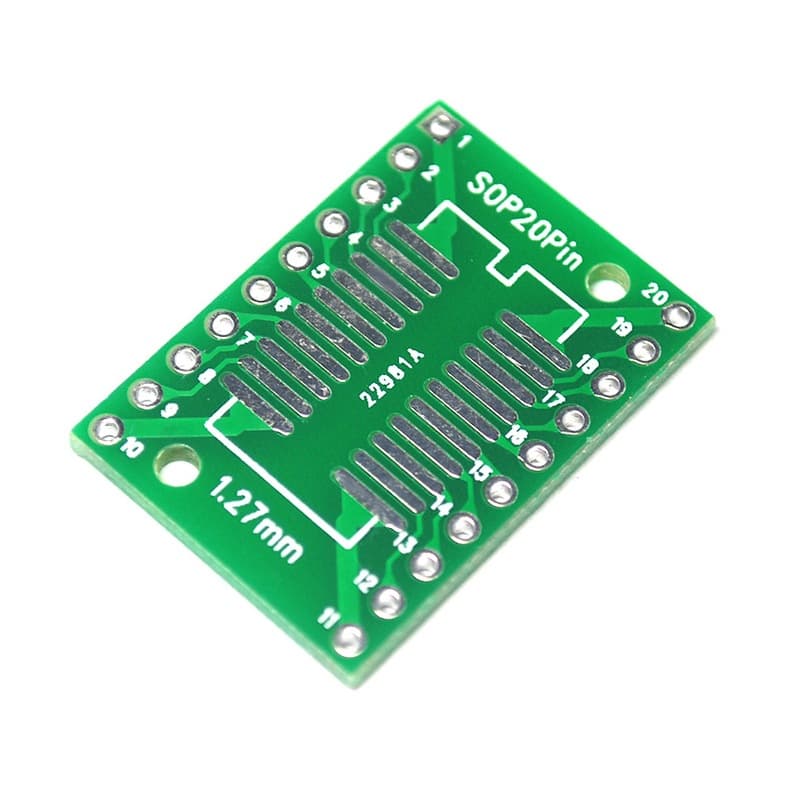 Risym SOP20 SSOP20 TSSOP20 Surface Mount to DIP Adapter Board, 0.65/1.27 Pitch, 10 Pieces