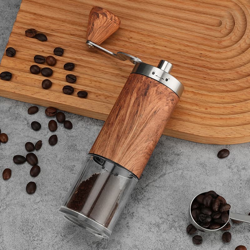 Home Hand-Crank Small Coffee Bean Grinder Wood Grain Manual Coffee Grinder Coffee Machine Manufacturer