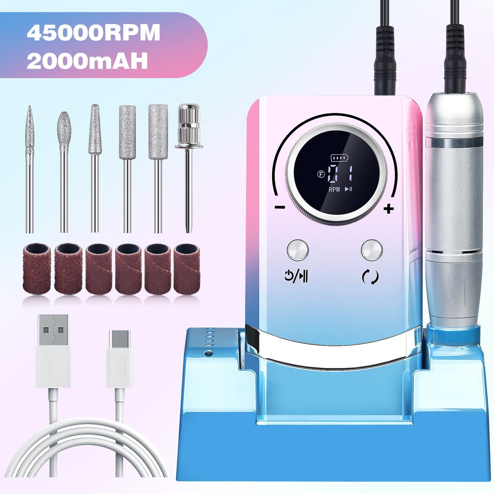 Cross-border Charging Nail Drill Machine Small Portable Electric Nail File Remover Portable Nail Grinder Drill