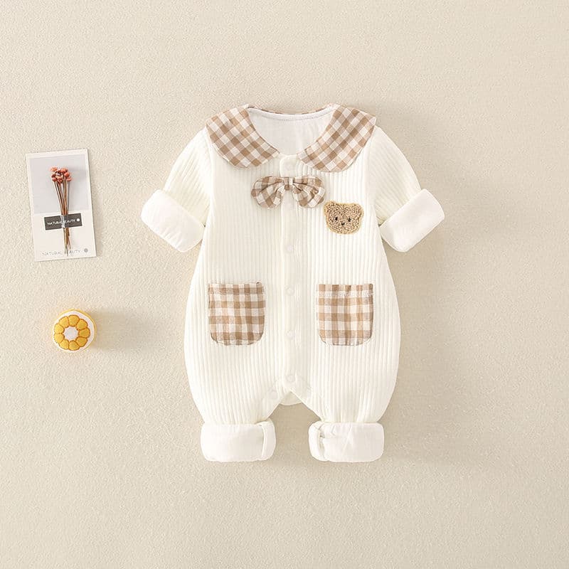 Unisex Long Sleeve Baby Romper Spring Autumn Cotton Bear Print Baby Clothing Newborn Infant Outfit Korean Style Crawling Suit