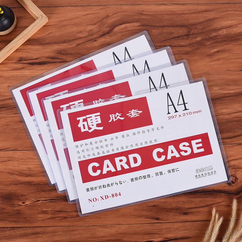 Factory Stock Wholesale Custom A6/A5/A4/A3 Rigid Plastic Sleeves File Protectors Collection Sleeves Transparent Badge Holders