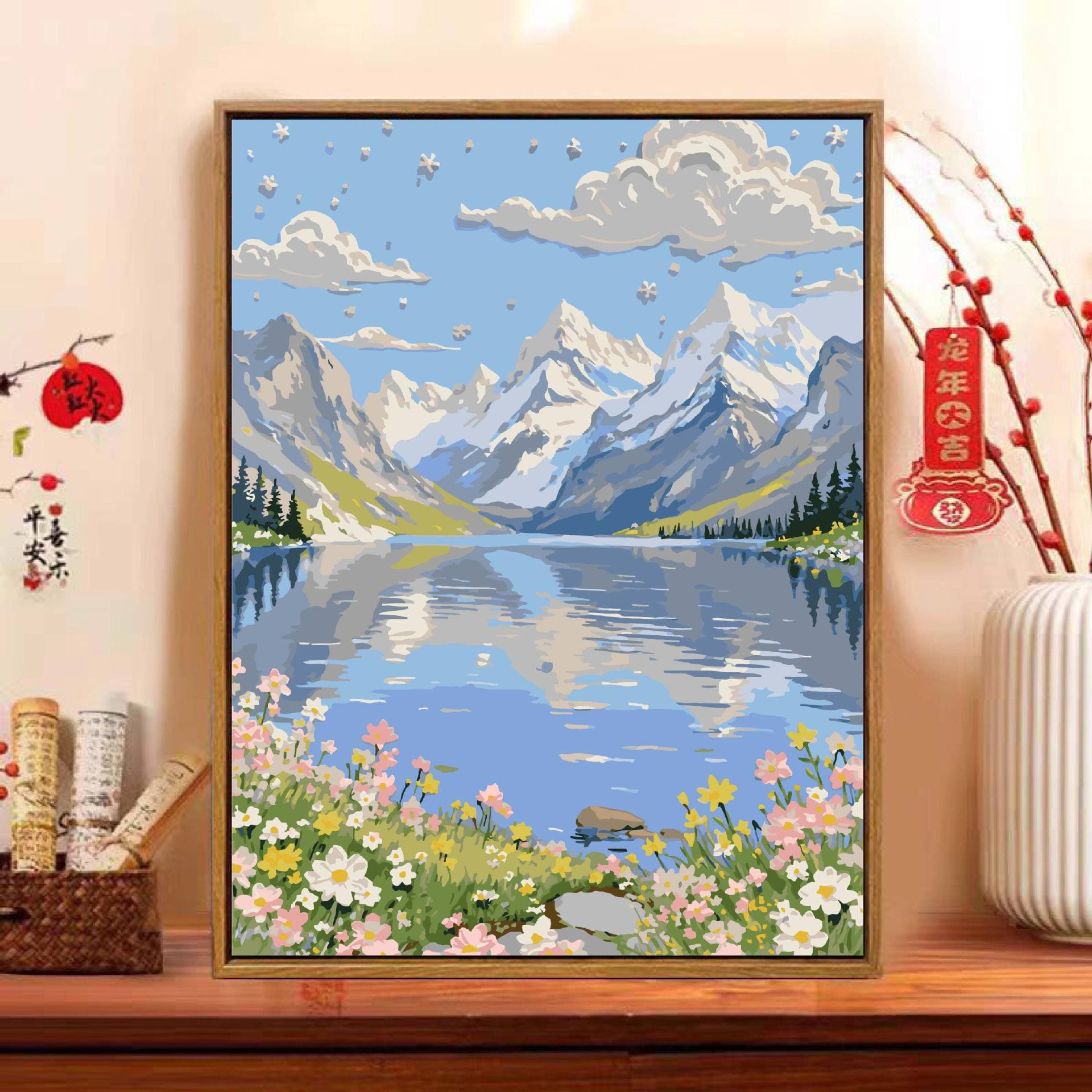 Flower digital oil painting diy filling painting adult hand-painted landscape hand-filled coloring acrylic decorative painting
