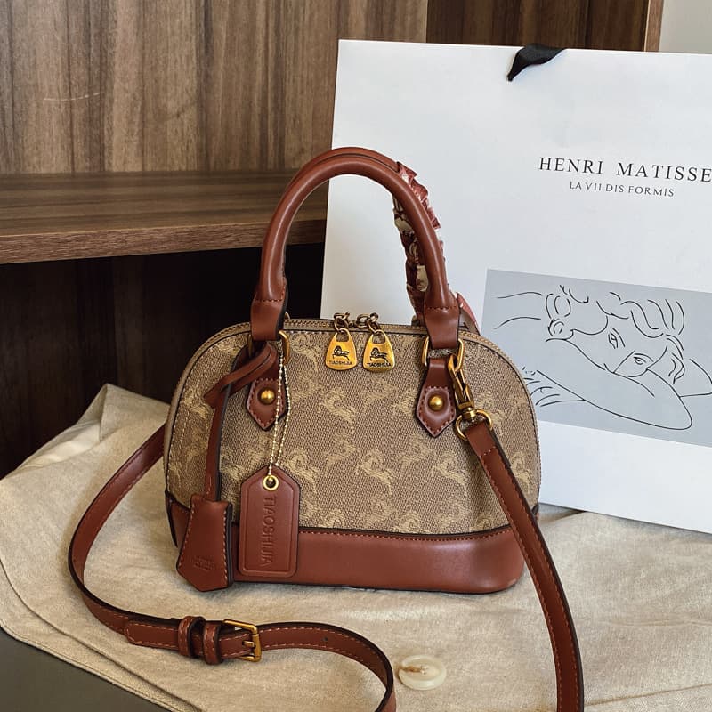 Textured Minimalist Shell Bag Women 2026 New Fashion Versatile Handbag Retro Printed Shoulder Crossbody Women's Bag