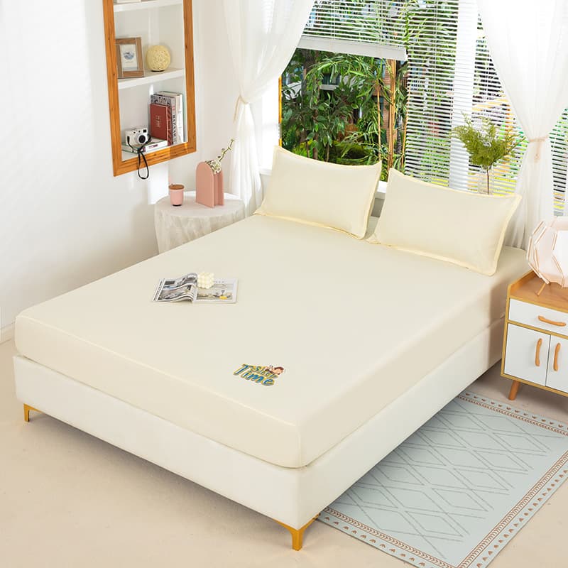 Fitted Sheet Single Piece, Full Wrap Mattress Cover, Washed Cotton Summer, Mother and Baby Washed Cotton Fitted Sheet Three-Piece Set