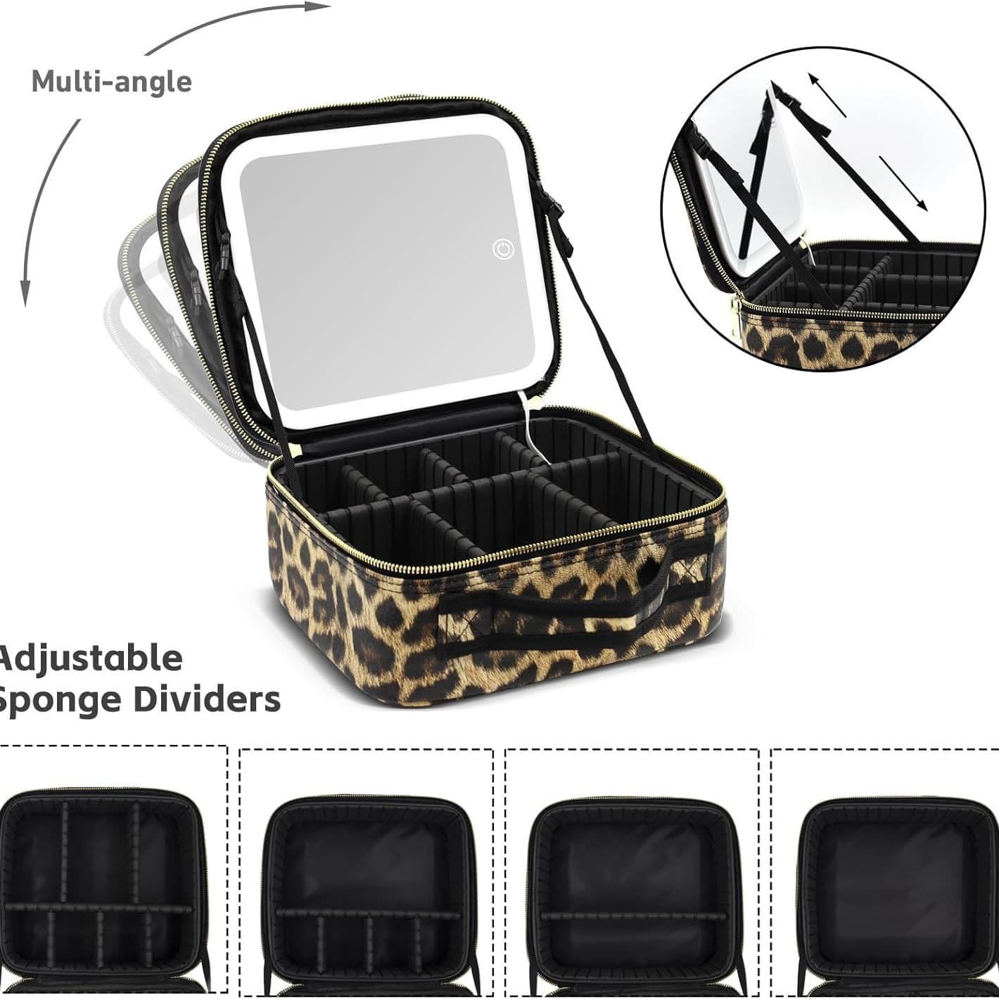 Cross-border Multifunctional Makeup Case with Mirror and LED Light, 2025 New Style, Cosmetic Storage Bag, Handheld Makeup Bag, Portable for Travel