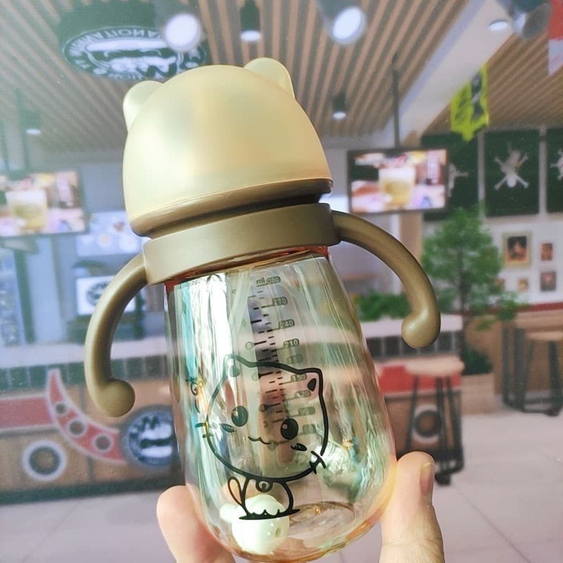 Cartoon duckbill sippy cup with straw spout, baby nano silver large capacity drinking cup, export hot-selling product, dropshipping available.