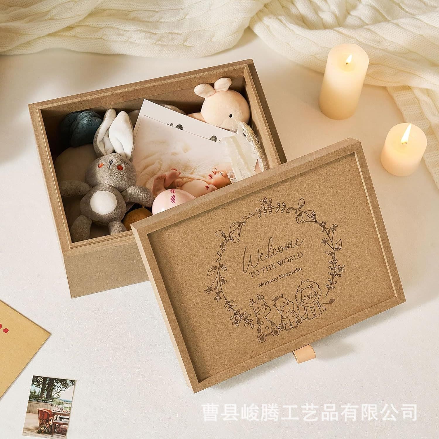 Baby Memory Welcome Box Wooden Keepsake Box Baby Shower Gift Registry Tooth Keepsake Storage Box