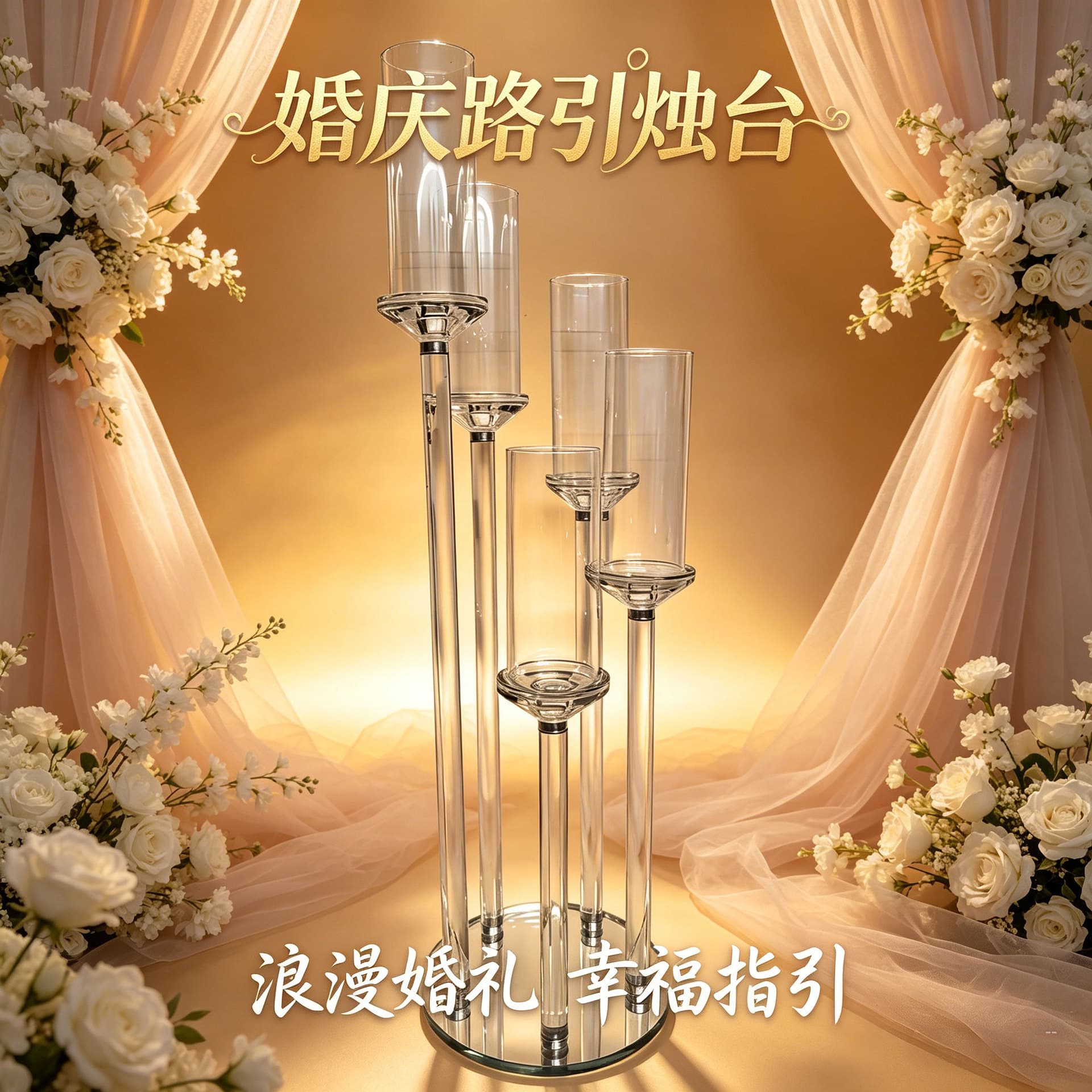 Wedding road guide crystal glass candlestick wedding props decoration ornaments 5-head crystal candlestick cross-border new style