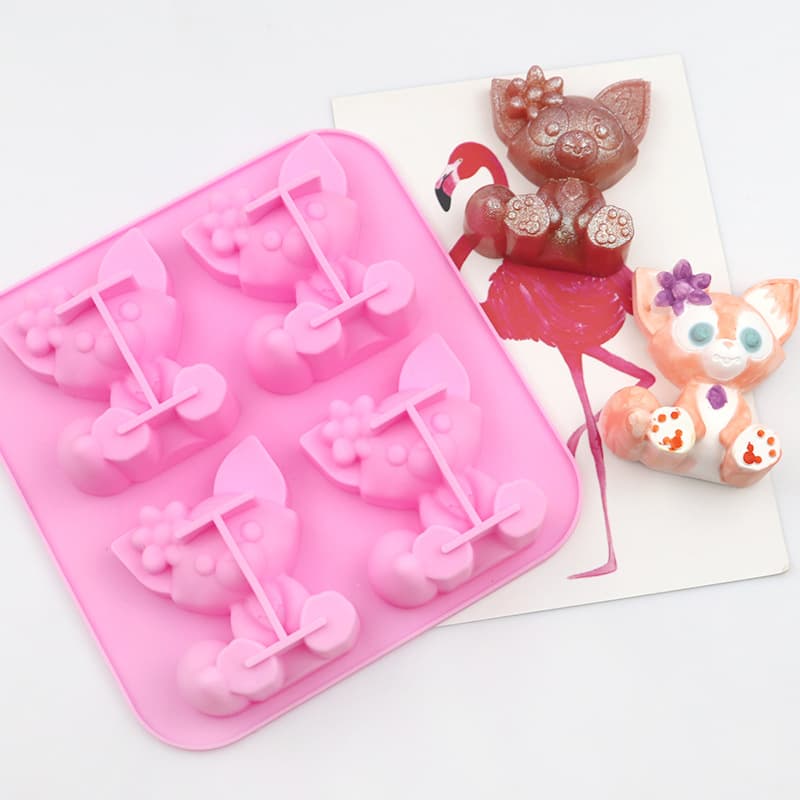 Minghao 4-Piece Cartoon Fox Silicone Mold Cake Mold Handmade Cold Soap Tool DIY Crystal Epoxy Mold