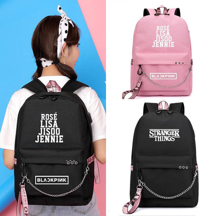 New backpack chain bag peripheral backpack sports bag student school bag candy color bright color bag usb charging bag
