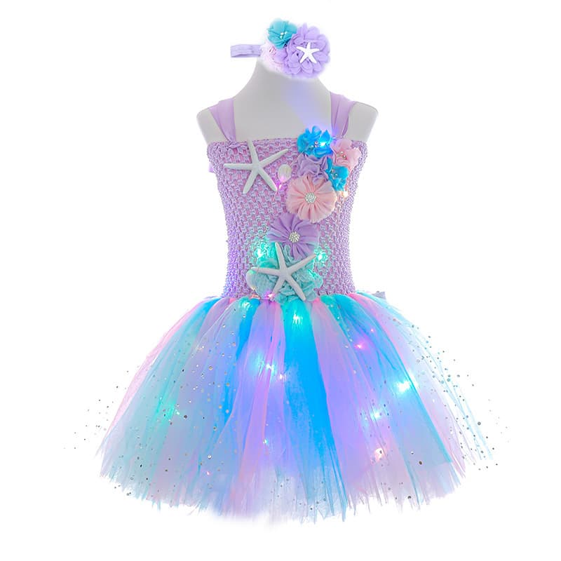 Flash Mermaid Cosplay Children's Princess Dress Girl Holiday Performance Gown Mermaid Tutu Skirt