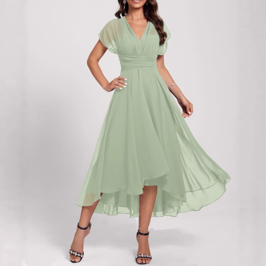 Amazon's best-selling European and American style multi-wear dress with multiple ways to wear, multiple rope crossovers, backless sexy bandage V-neck, long dress