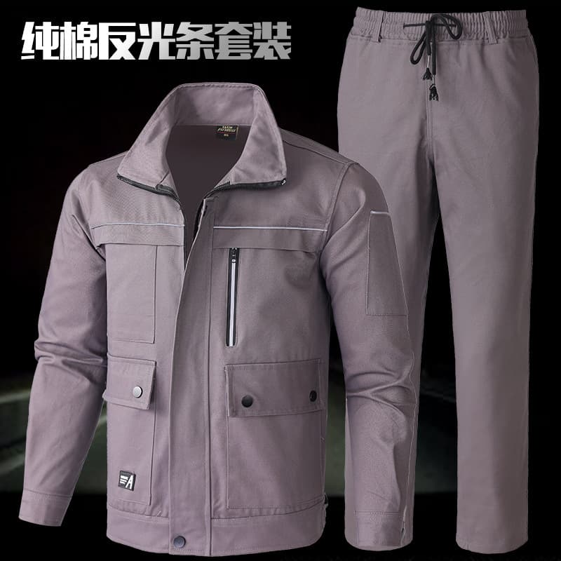 Workwear Set Spring Autumn Unisex Reflective Strip Cotton Welder Uniform Anti-scald Abrasion Resistant Labor Protection Work Clothes