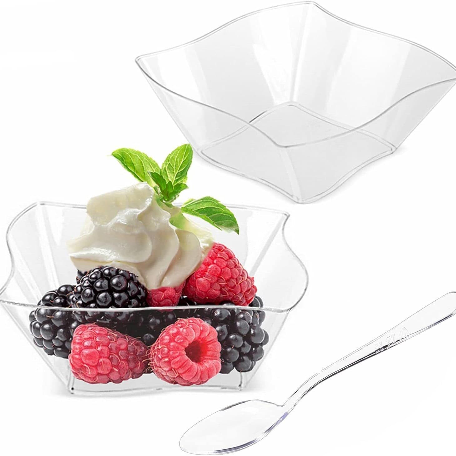 Creative Square Twisted Edge Dessert Cup, Ice Cream Dish Sweet Soup Bowl, Cross-border Disposable Pudding Cup, Amazon Hot Seller