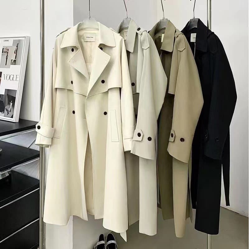 Autumn/Winter Korean-style Long Trench Coat for Women, Guangzhou Thirteen Hongs High-end Brand Women's Clothing Wholesale Direct Supply