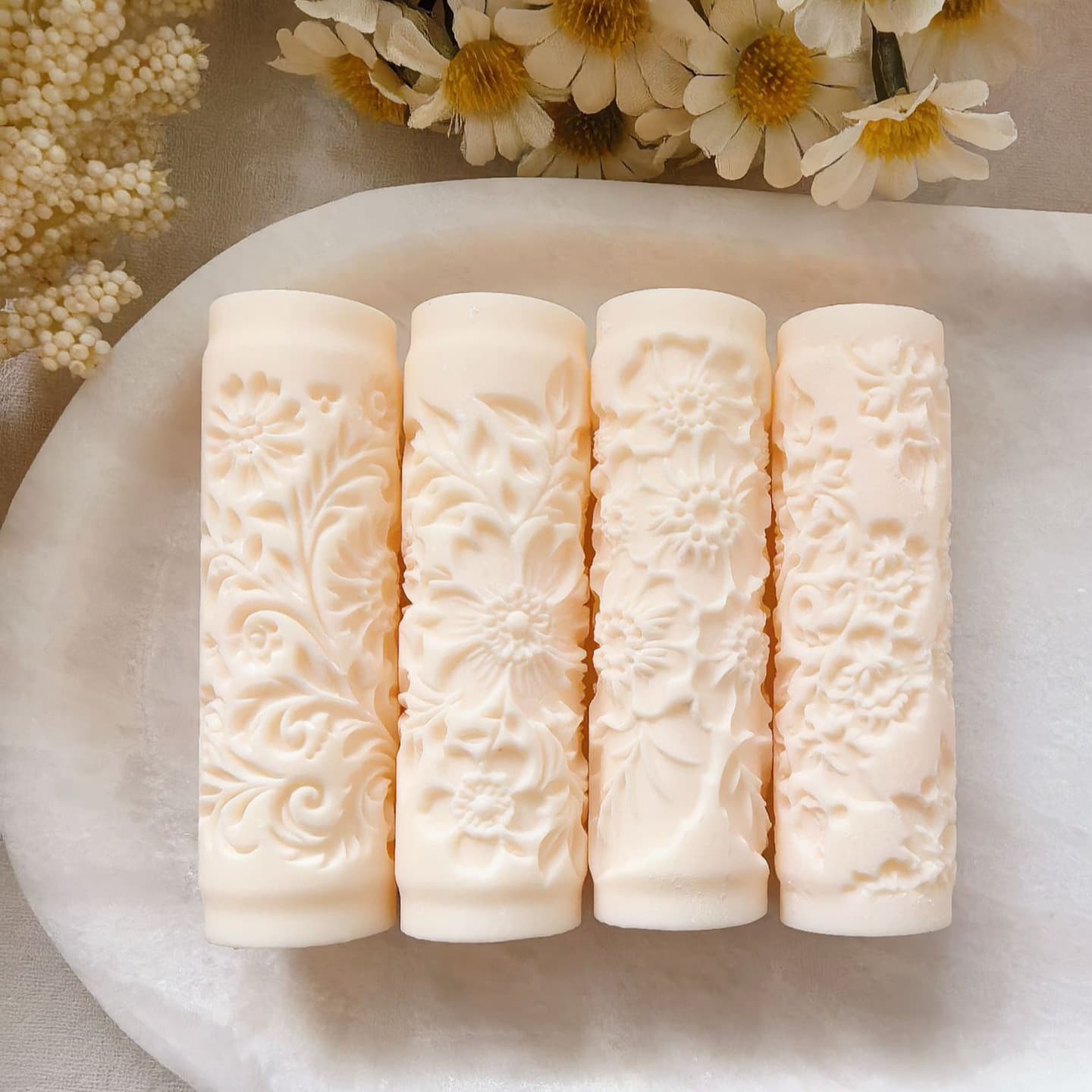 Cross-border European-style floral and grass pattern polymer clay texture roller high-precision texture roller