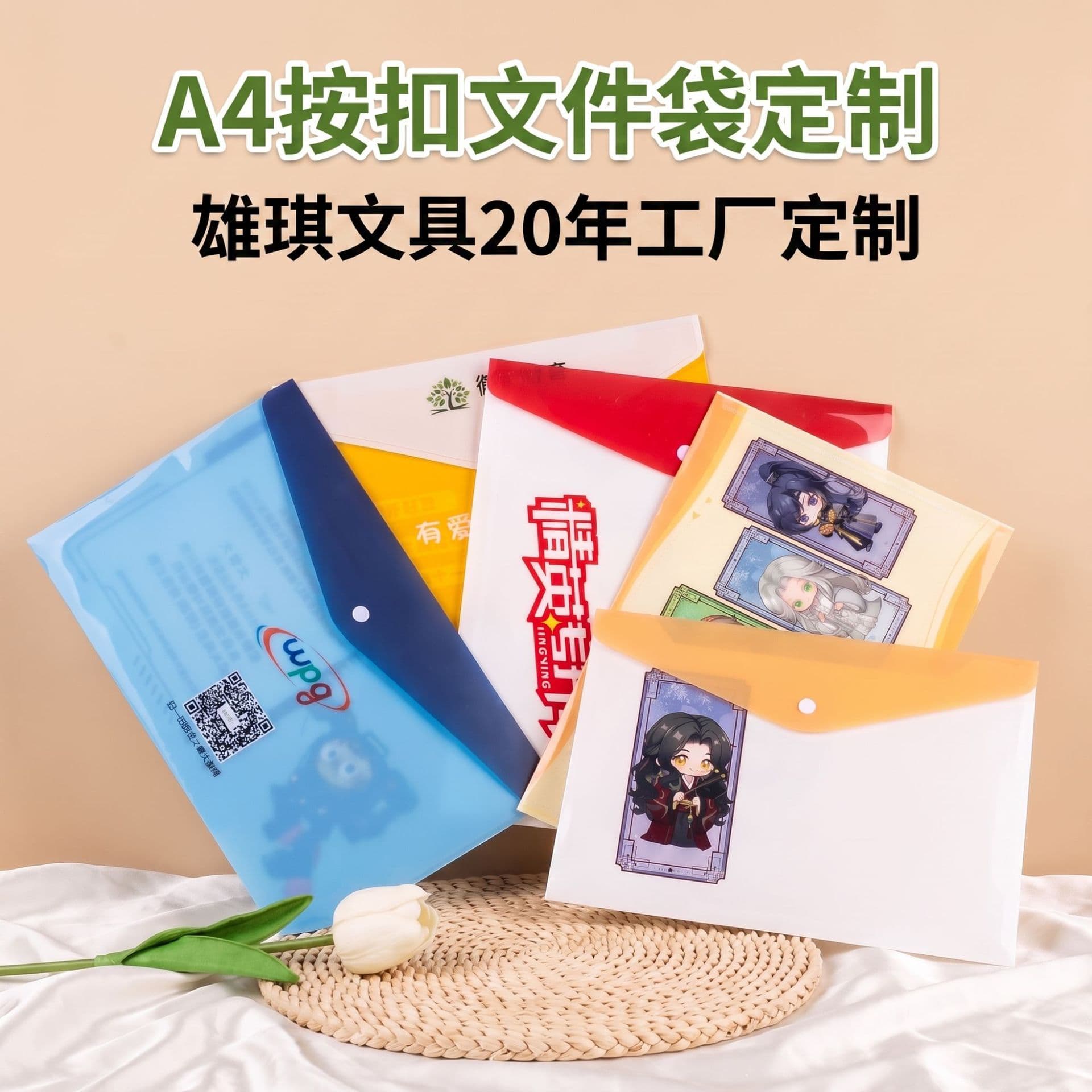 Cartoon transparent file bag customized a4 data storage waterproof file bag a5 student homework office special thickened