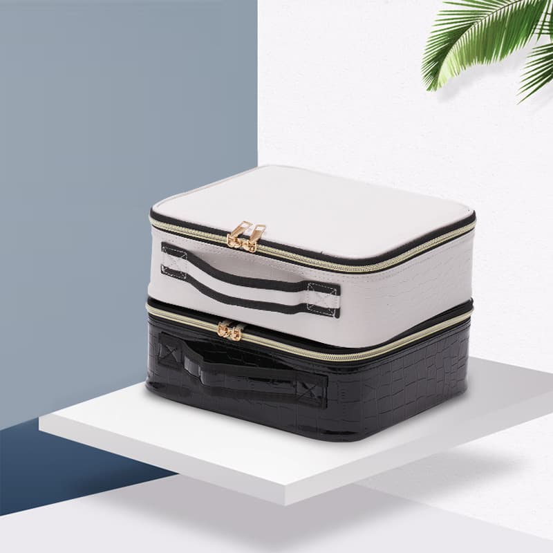Large Capacity PU Crocodile Pattern Embroidery Manicure Makeup Bag Handheld Tool Box City Simple Style Women's Cosmetic Bag