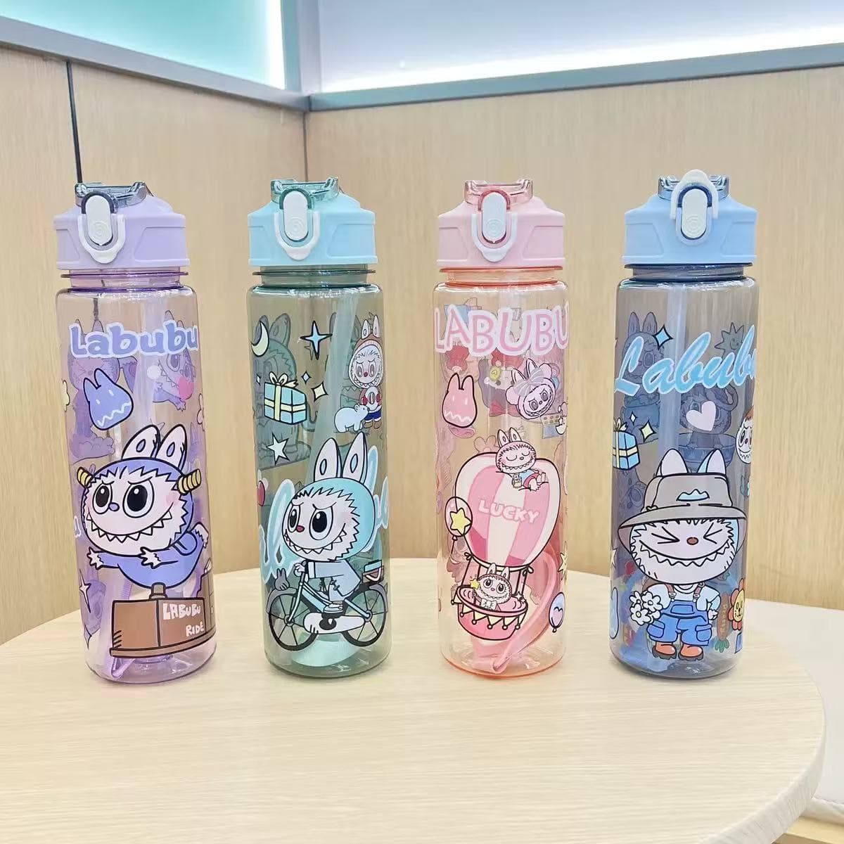 Cross-border new style Labubu bouncing cup straight straw cup outdoor large capacity tumbler with rope space water cup
