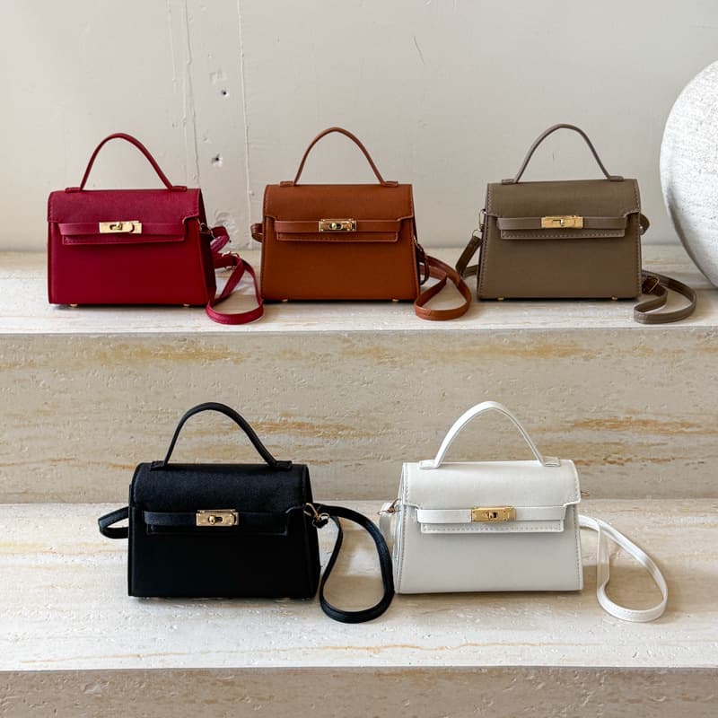 Solid Color Textured Handbag Women's Trendy Korean Style New Shoulder Crossbody Bag Niche High-End Trendy Small Square Bag