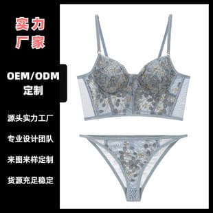 Custom Sexy Lace Shaping Fishbone Long Corset Style French Bra and Panty Set