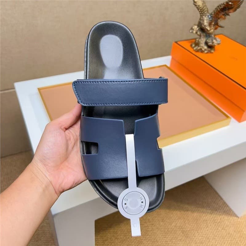 European Stock Guangzhou Erjiu Slippers Top Layer Cowhide Soft Sole Comfortable Velcro Outdoor Casual Slippers Flip Flops